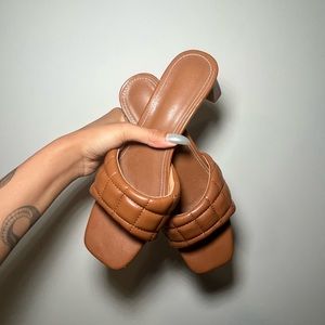 Quilter chunky heeled sandal mules